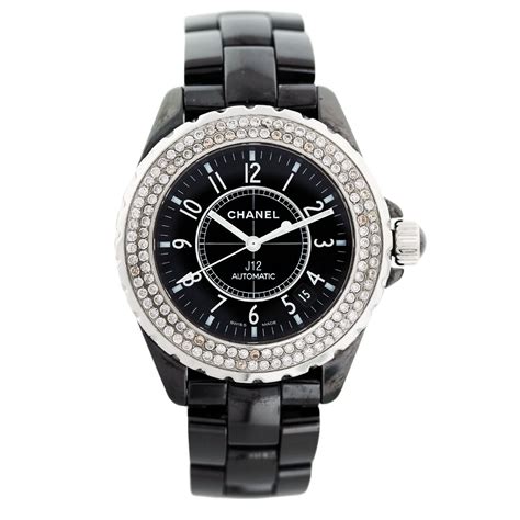 pre owned chanel watch ceramic black|Chanel Black Ceramic Watch 34mm Quartz (Preowned).